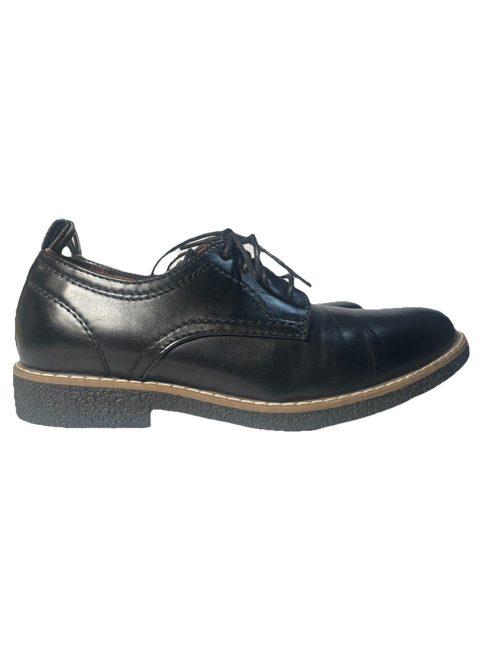 Deer Stags Zander Boys Dress Shoes Black Oxford Lace Up Size 4M Memory Foam